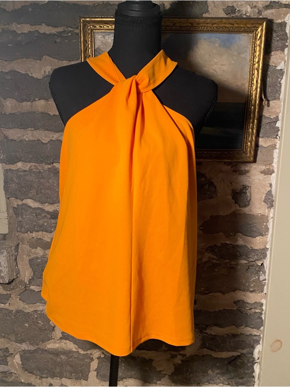 Ann Taylor Factory Orange Twist-Halter Camisole size L petite